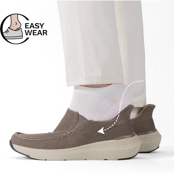 〽️Men\'s Closed Toe Pull-On Loafers Brown Sneakers Canvas Walking Comfort Shoes main image 6
